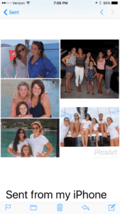 screenshot of photos sent from Smile Maker Charters client Denise Vlantis and family