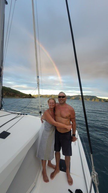 Smile Maker Charters clients Silvia and Ian on a yacht